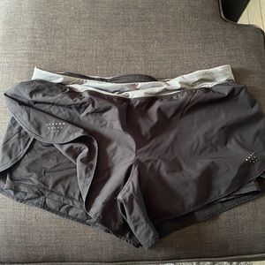 Athletic shorts with under spandex attached